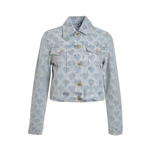 Heart-Shaped Lettering Jacquard Denim Jacket