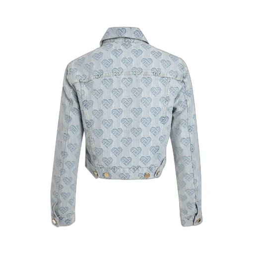 Heart-Shaped Lettering Jacquard Denim Jacket