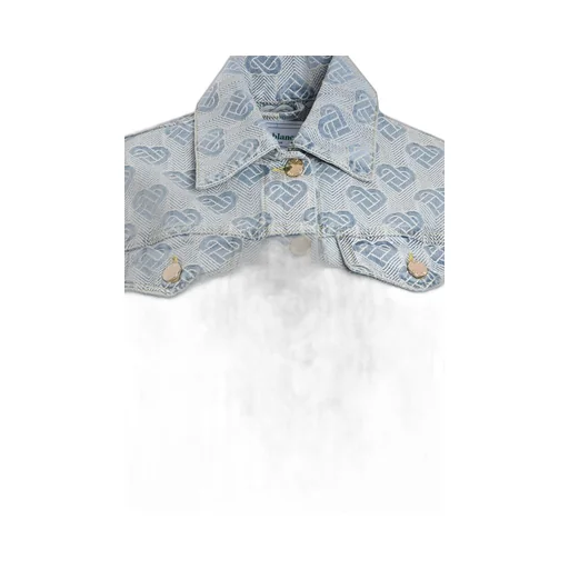 Heart-Shaped Lettering Jacquard Denim Jacket