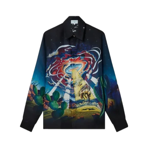 Cowboy De L'espace Graphic-Print Silk Shirt