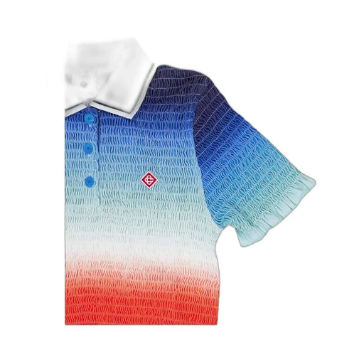 Gradient Shirred Polo Top