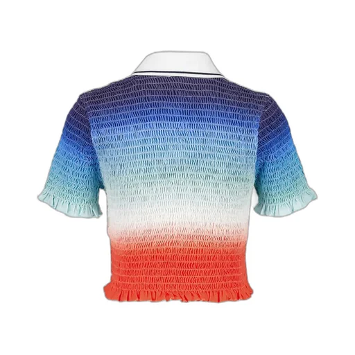 Gradient Shirred Polo Top