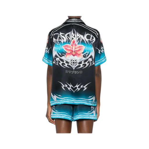 Orchid-Print Silk Shirt