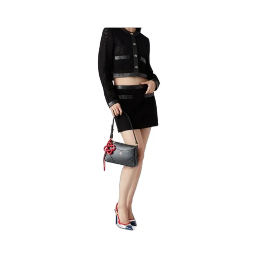 Open-Weave Tailored Mini Skirt
