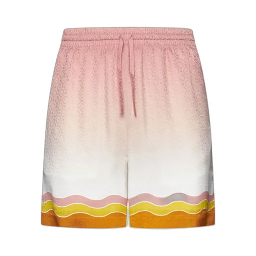 Gradient-Effect Drawstring Silk Shorts