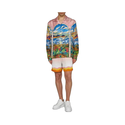 Gradient-Effect Drawstring Silk Shorts