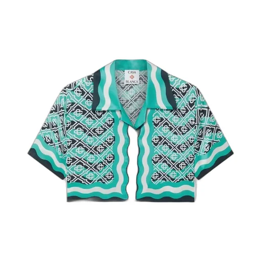 Monogram Wave Cropped Satin Shirt