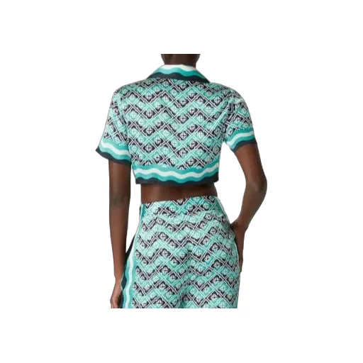 Monogram Wave Cropped Satin Shirt