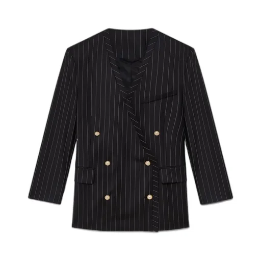 Double Breasted Striped Oversized Blazer