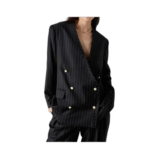 Double Breasted Striped Oversized Blazer
