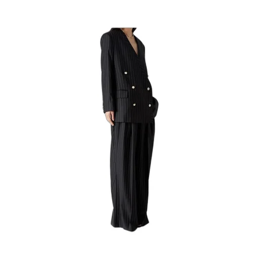 Double Breasted Striped Oversized Blazer