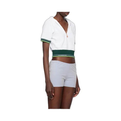 Tennis Textured Velour Cropped Hooded Top