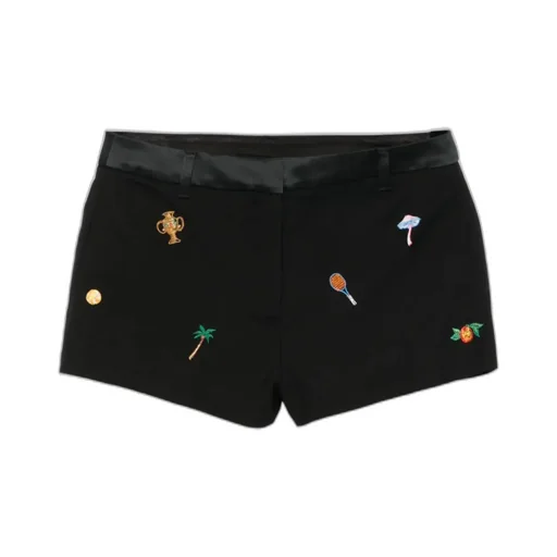 Motif-Embroidered Tailored Shorts