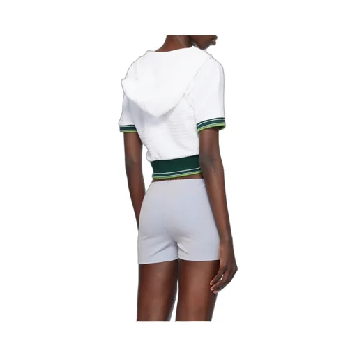 Tennis Textured Velour Cropped Hooded Top