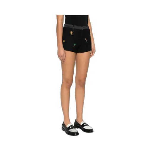 Motif-Embroidered Tailored Shorts