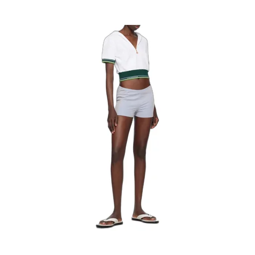 Tennis Textured Velour Cropped Hooded Top