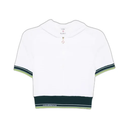 Tennis Textured Velour Cropped Hooded Top