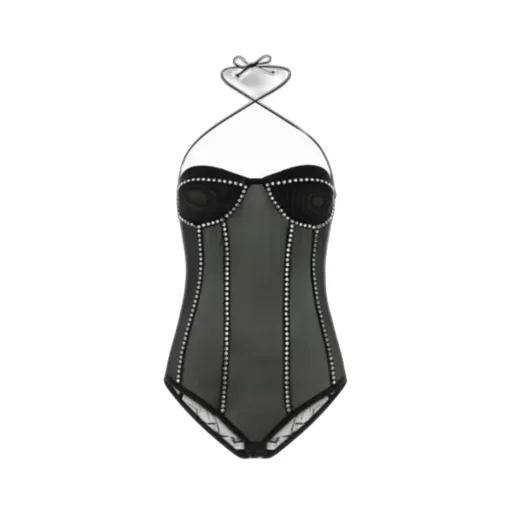 Gem Halterneck Embellished Bodysuit