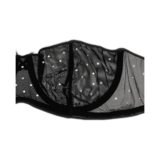 Crystal-Embellished Mesh Bra Set