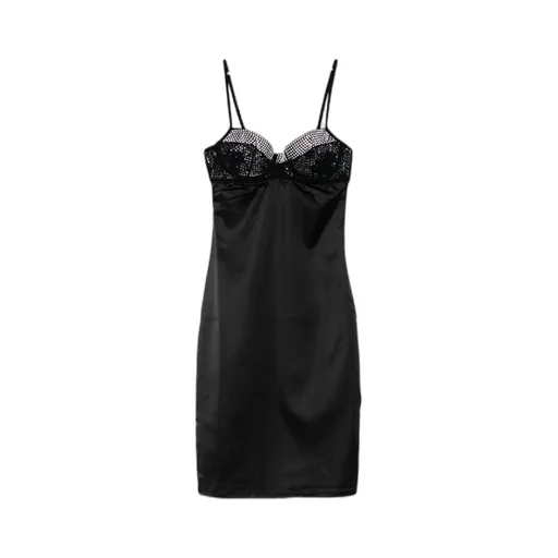 Embellished Satin Tube Dress