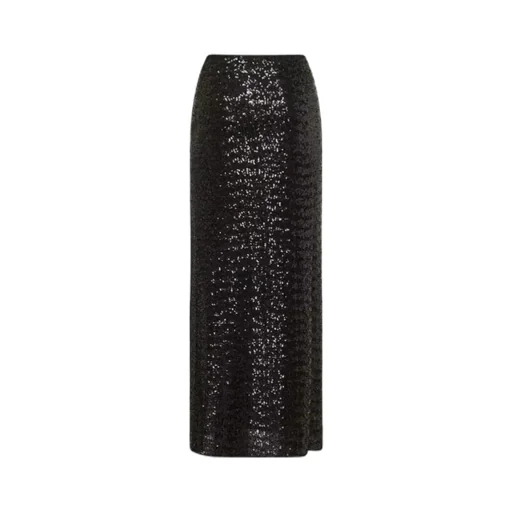 High-Waisted Sequin-Embellished Midi Skirt