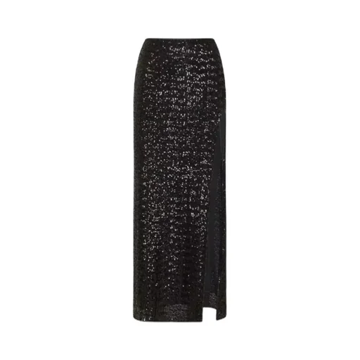 High-Waisted Sequin-Embellished Midi Skirt