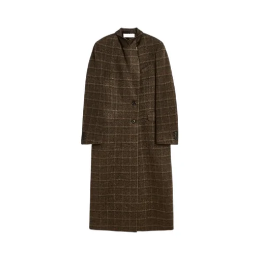 Check-Pattern Single-Breasted Coat