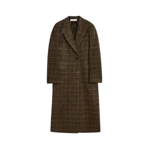Check-Pattern Single-Breasted Coat