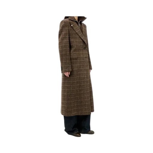Check-Pattern Single-Breasted Coat