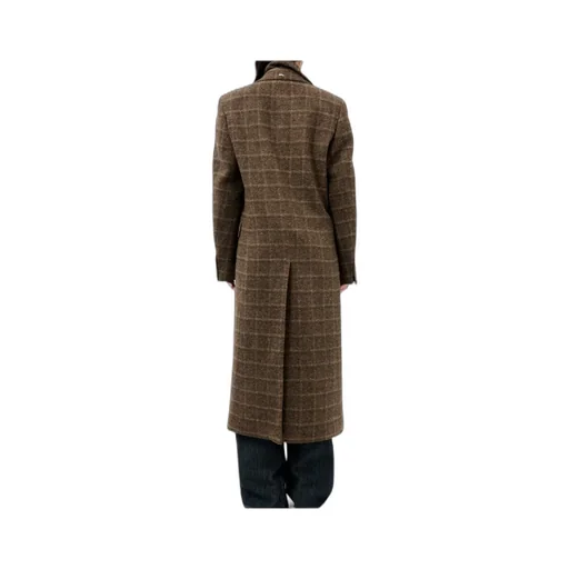 Check-Pattern Single-Breasted Coat