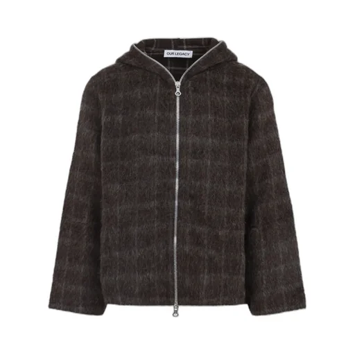 Hairy Wool Check Zip-Up Sweatshirt