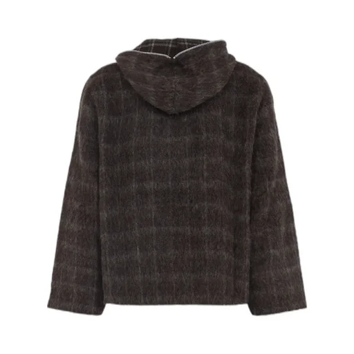 Hairy Wool Check Zip-Up Sweatshirt