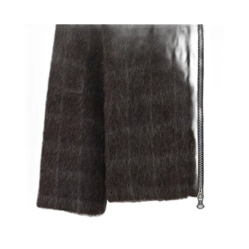 Hairy Wool Check Zip-Up Sweatshirt