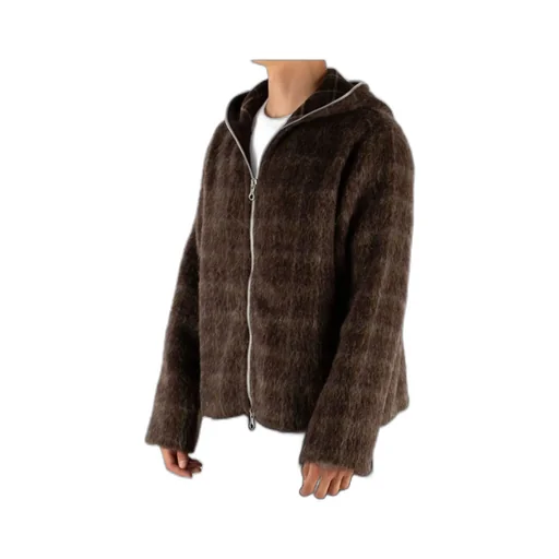 Hairy Wool Check Zip-Up Sweatshirt