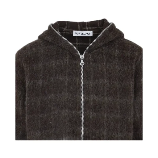 Hairy Wool Check Zip-Up Sweatshirt