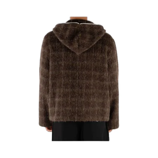 Hairy Wool Check Zip-Up Sweatshirt