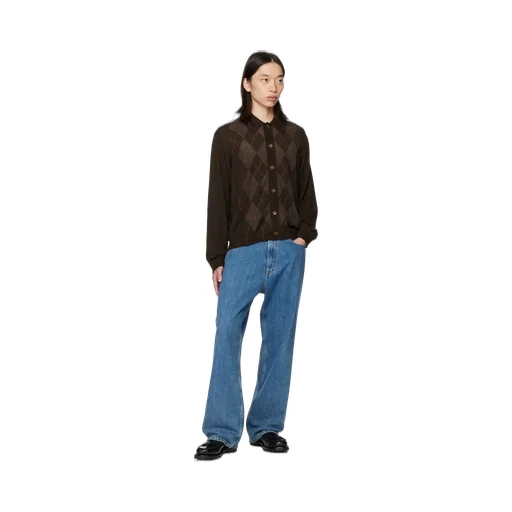 Tonal Argyle Pattern Evening Knitted Polo