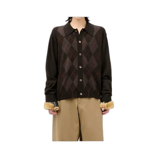 Tonal Argyle Pattern Evening Knitted Polo