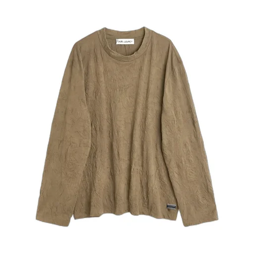 Big Long-Sleeve Crinkle Jersey T-Shirt