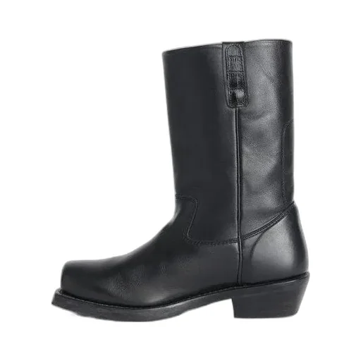 Calf-Length Leather Boots