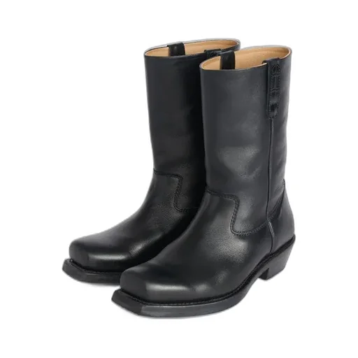 Calf-Length Leather Boots