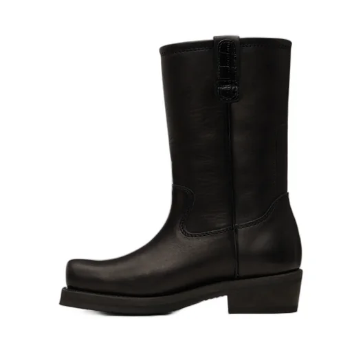 Calf-Length Leather Boots