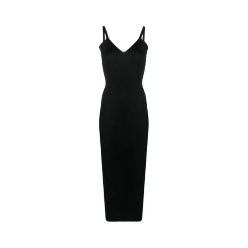 V-Neck Ribbed-Knit Sleeveless Dress