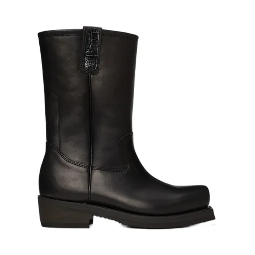 Calf-Length Leather Boots