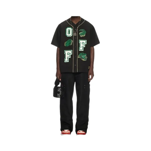 V-Neck Button-Up Baseball Shirt