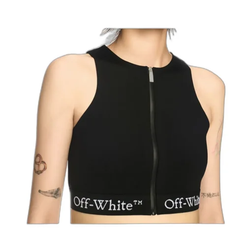Zip-Up Crewneck Sleeveless Top