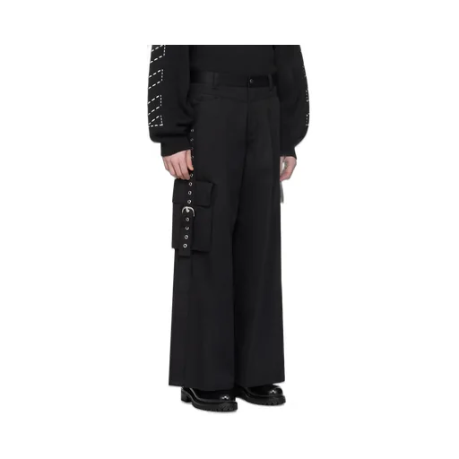 Buckled Wide Leg Cargo Trousers