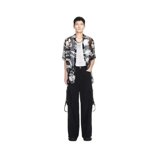Buckled Wide Leg Cargo Trousers
