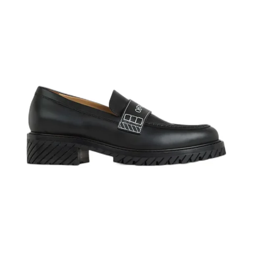 Military Logo-Print Leather Loafers