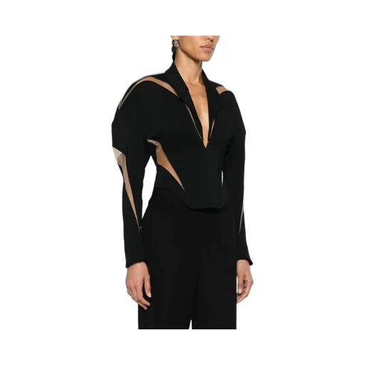 Sheer-Mesh Spiral Illusion Jacket